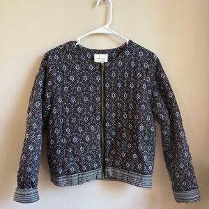 Quilted Style Multicolor Floral Zip-Up Jacket